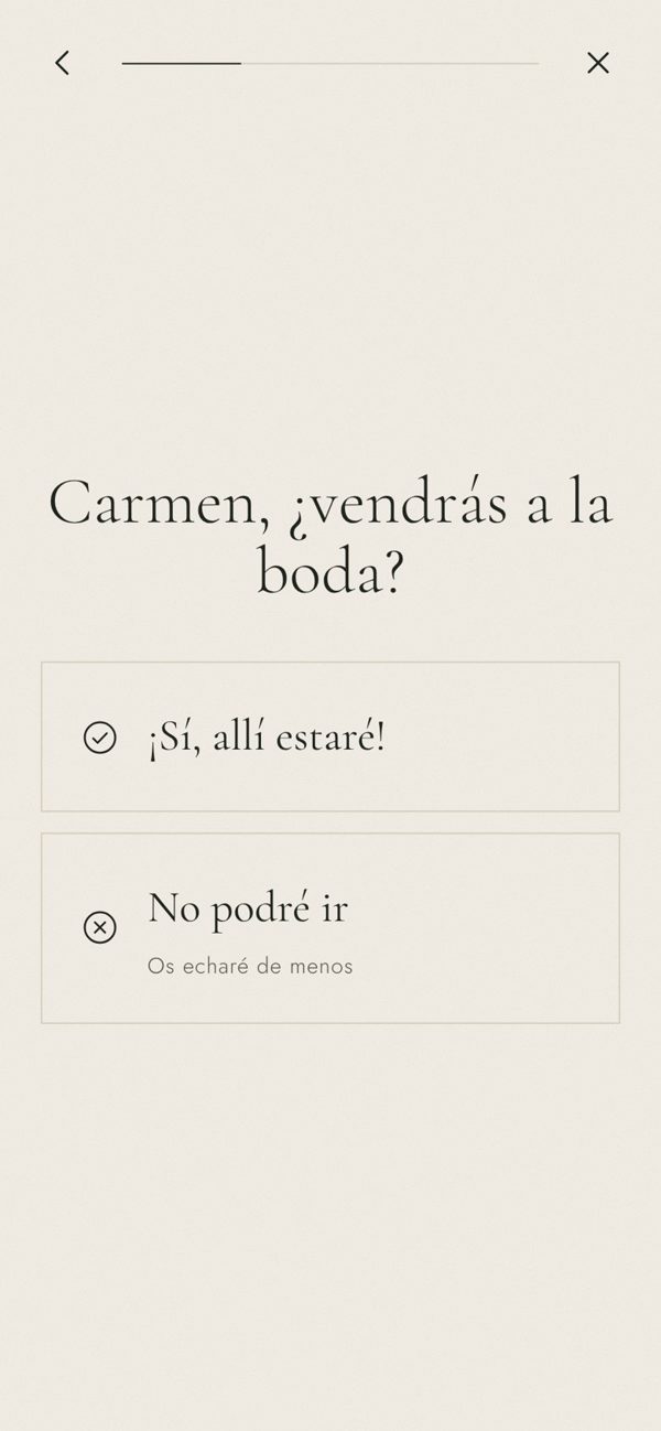 Pantalla para confirmar asistencia