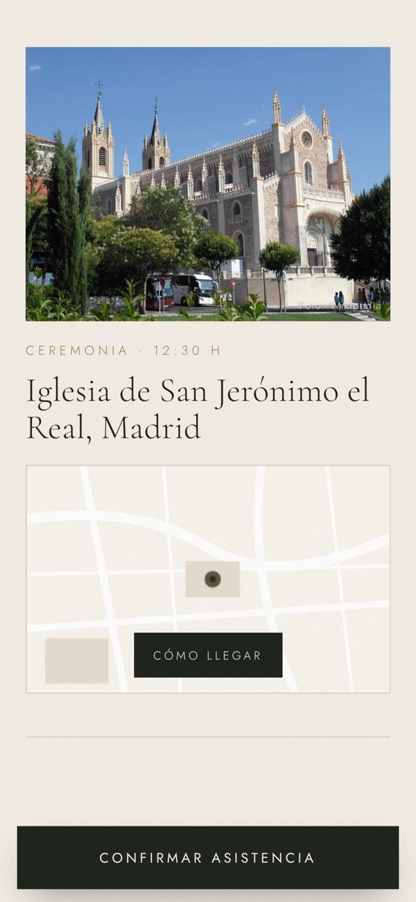 Foto de la iglesia y mapa